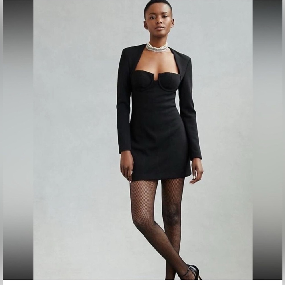Anthropologie MISHA Paulita Black Long Sleeve Mini Dress - NWT Size 6